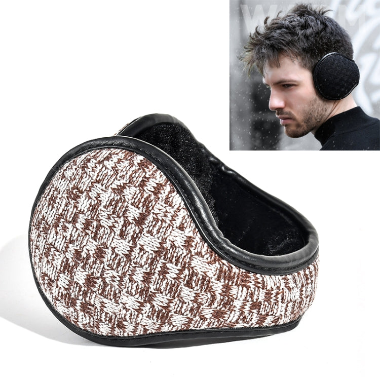DEZ01 Winter Men Checkered Pattern Plush Foldable Warm Earmuffs Ear Bag