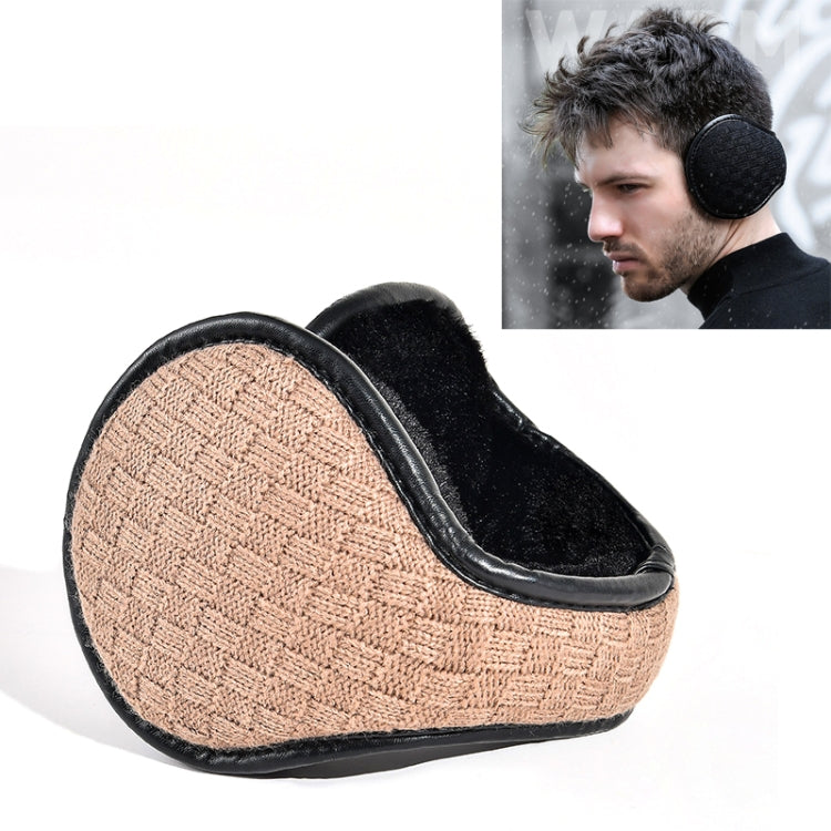 DEZ01 Winter Men Checkered Pattern Plush Foldable Warm Earmuffs Ear Bag