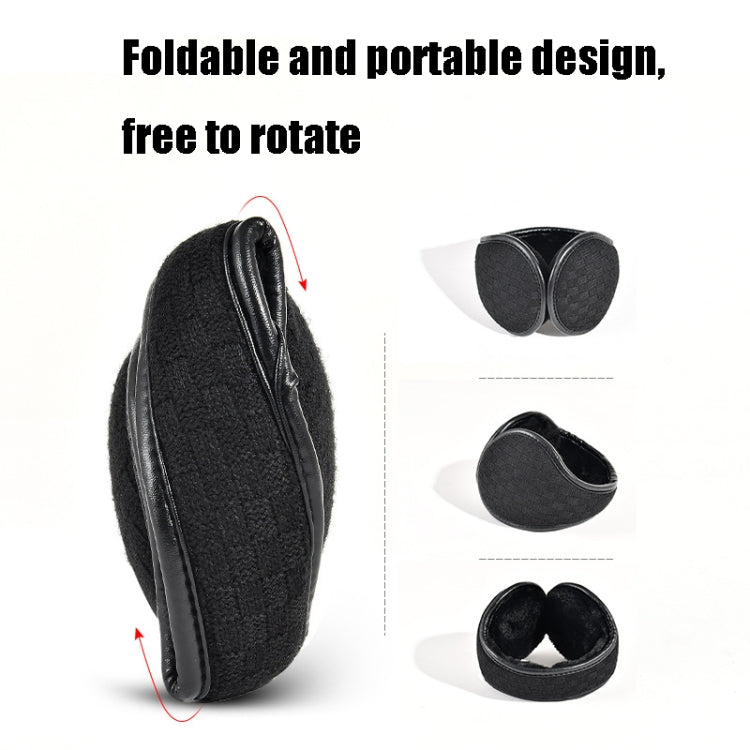 DEZ01 Winter Men Checkered Pattern Plush Foldable Warm Earmuffs Ear Bag