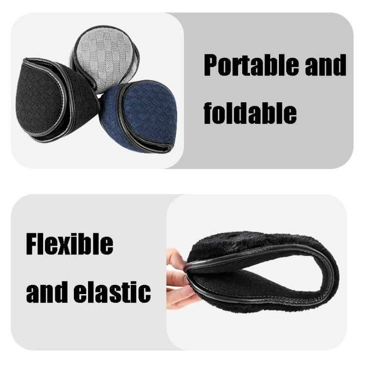 DEZ01 Winter Men Checkered Pattern Plush Foldable Warm Earmuffs Ear Bag