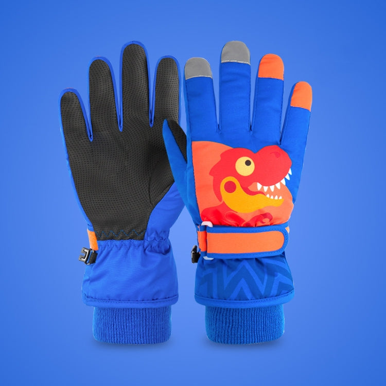 2020KL Cartoon Dinosaur Pattern Children Anti-Slip And Waterproof Ski Gloves Windproof and Warm Gloves for Cycling Sports