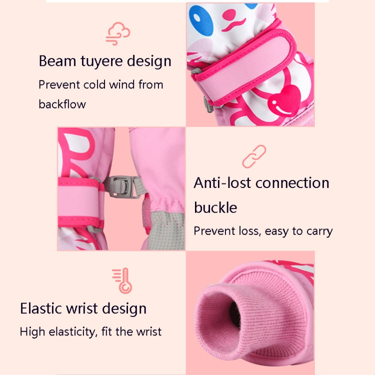 Cartoon Cat Pattern Girls Cute Cotton Gloves Children Ski Windproof and Warm Gloves Non-Slip and Waterproof Riding Gloves