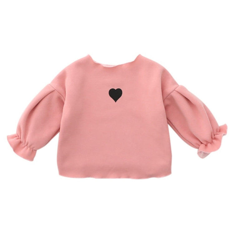 Autumn and Winter Warm Cute Puff Sleeve Top Heart-shaped Embroidered Sweatshirt Girls Tops