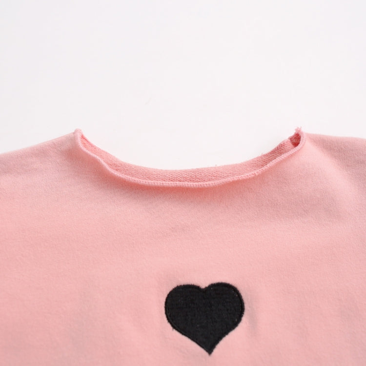 Autumn and Winter Warm Cute Puff Sleeve Top Heart-shaped Embroidered Sweatshirt Girls Tops