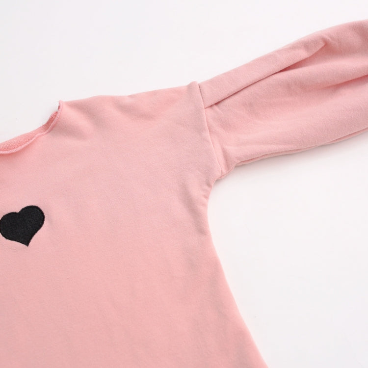 Autumn and Winter Warm Cute Puff Sleeve Top Heart-shaped Embroidered Sweatshirt Girls Tops