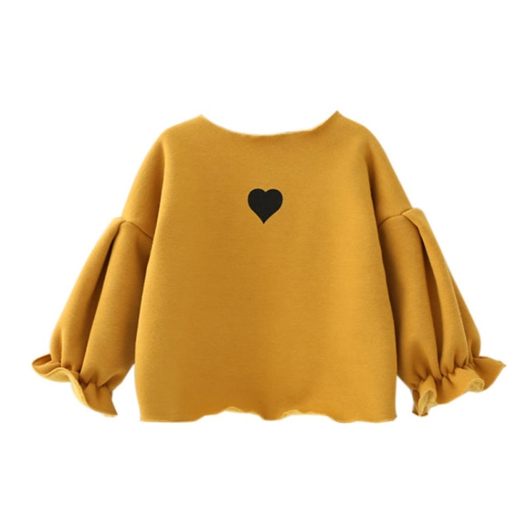 Autumn and Winter Warm Cute Puff Sleeve Top Heart-shaped Embroidered Sweatshirt Girls Tops