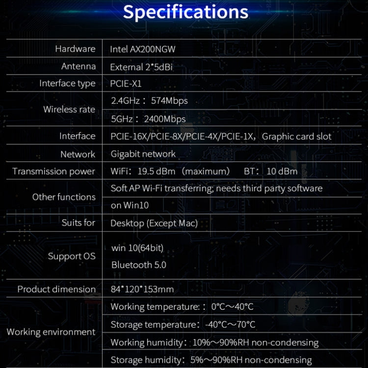 CF-AX200 SE 3000Mbps PCI-E Dual Band Frequency Bluetooth Wireless Network Card