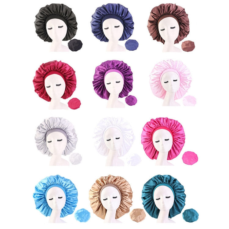 3 PCS TJM-405A Large Satin Round Hat Stretch Wide Brim Night Hat Chemotherapy Hat