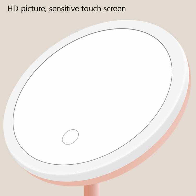 Make-Up Mirror With LED Light Fill Light Dormitory Desktop Dressing Small Mirror Girl Folding And Portable Mirror, Pink Rechargeable Single Light, White rechargeable Single Light, Pink Rechargeable Three-color Light, White Rechargeable Three-color Light