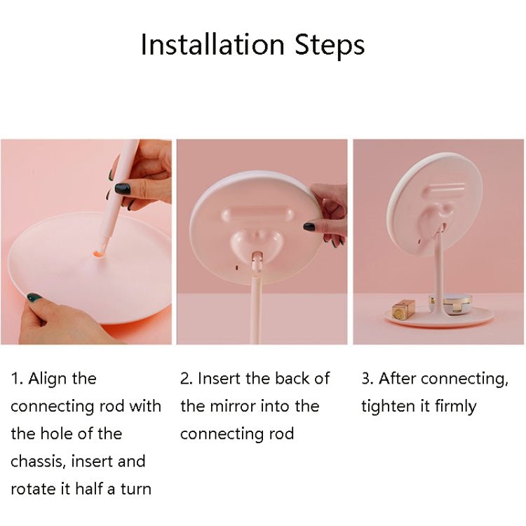 Make-Up Mirror With LED Light Fill Light Dormitory Desktop Dressing Small Mirror Girl Folding And Portable Mirror, Pink Rechargeable Single Light, White rechargeable Single Light, Pink Rechargeable Three-color Light, White Rechargeable Three-color Light