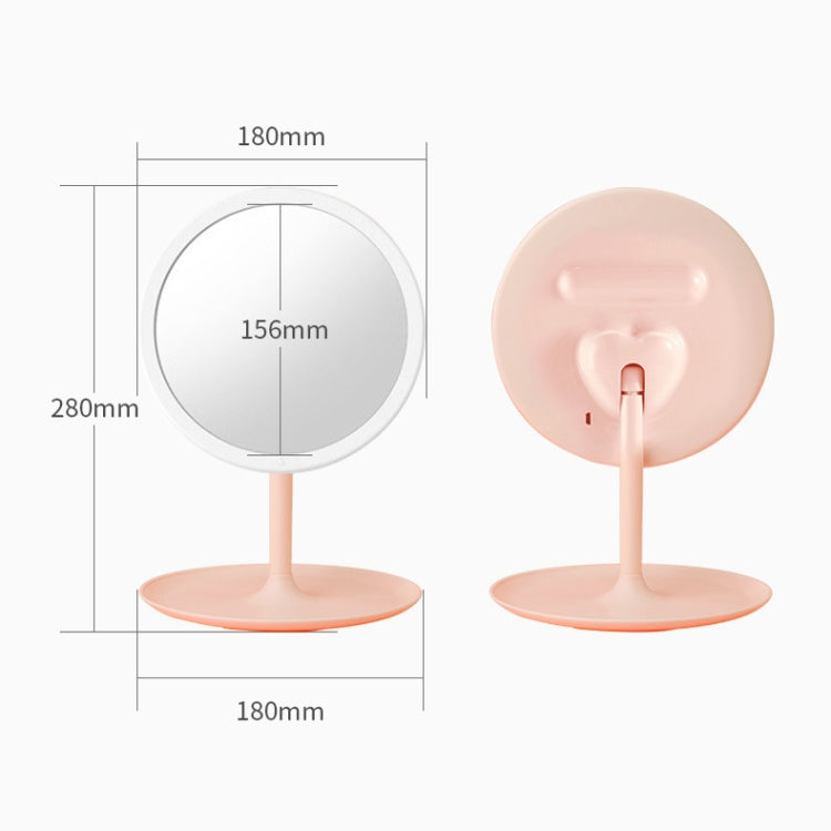 Make-Up Mirror With LED Light Fill Light Dormitory Desktop Dressing Small Mirror Girl Folding And Portable Mirror, Pink Rechargeable Single Light, White rechargeable Single Light, Pink Rechargeable Three-color Light, White Rechargeable Three-color Light