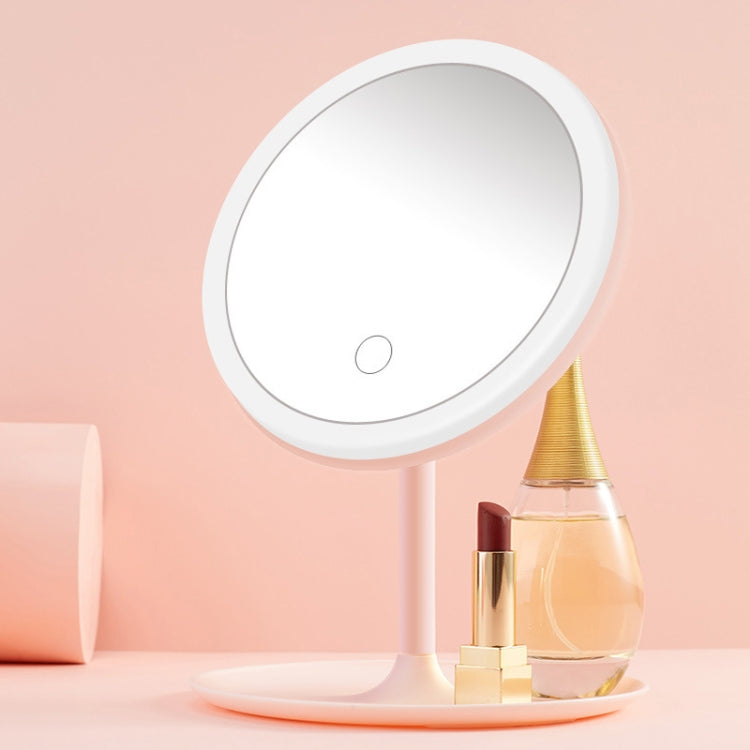 Make-Up Mirror With LED Light Fill Light Dormitory Desktop Dressing Small Mirror Girl Folding And Portable Mirror, Pink Rechargeable Single Light, White rechargeable Single Light, Pink Rechargeable Three-color Light, White Rechargeable Three-color Light