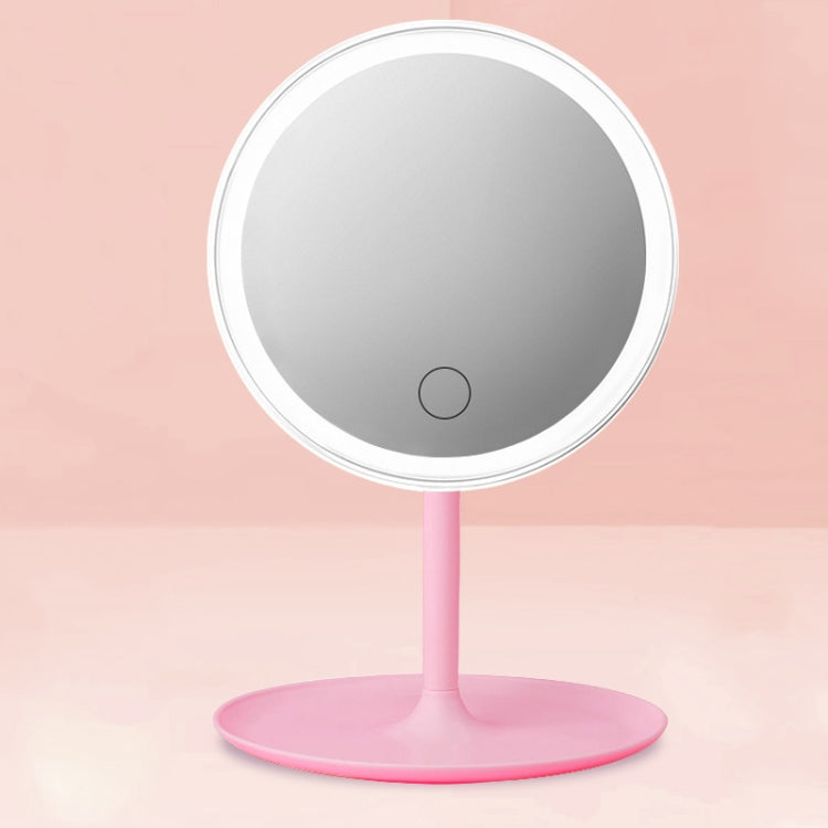 Make-Up Mirror With LED Light Fill Light Dormitory Desktop Dressing Small Mirror Girl Folding And Portable Mirror, Pink Rechargeable Single Light, White rechargeable Single Light, Pink Rechargeable Three-color Light, White Rechargeable Three-color Light