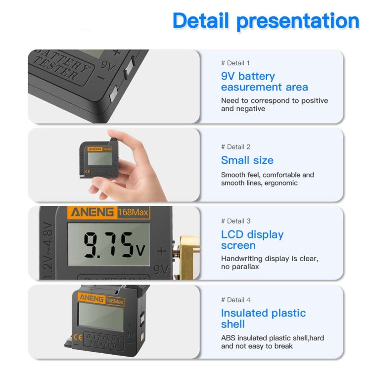 2 PCS ANENG 168MAX Portable Battery Tester High-Precision Battery Power Tester Battery Capacity Tester