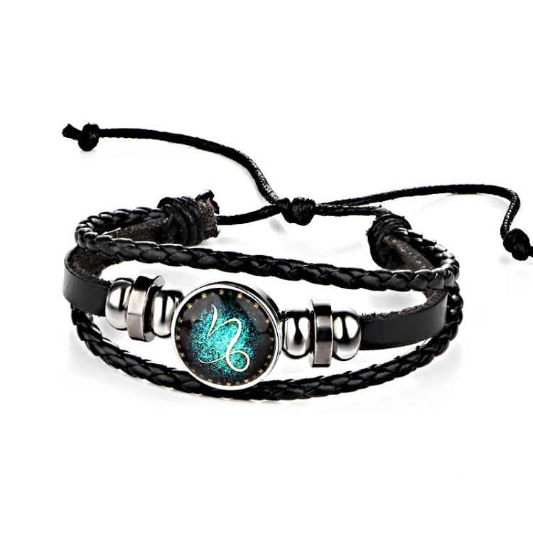 Constellations Couple Retro Weave Bracelets Leather Beads Bangle Bracelet
