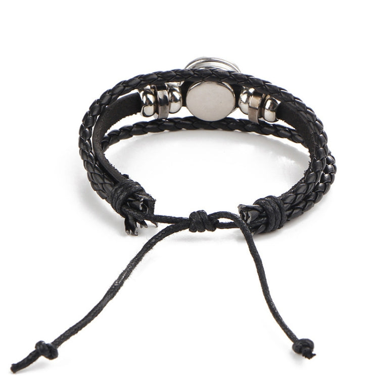 Constellations Couple Retro Weave Bracelets Leather Beads Bangle Bracelet