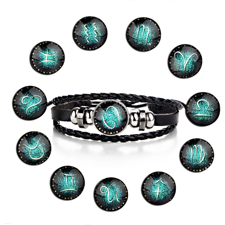 Constellations Couple Retro Weave Bracelets Leather Beads Bangle Bracelet