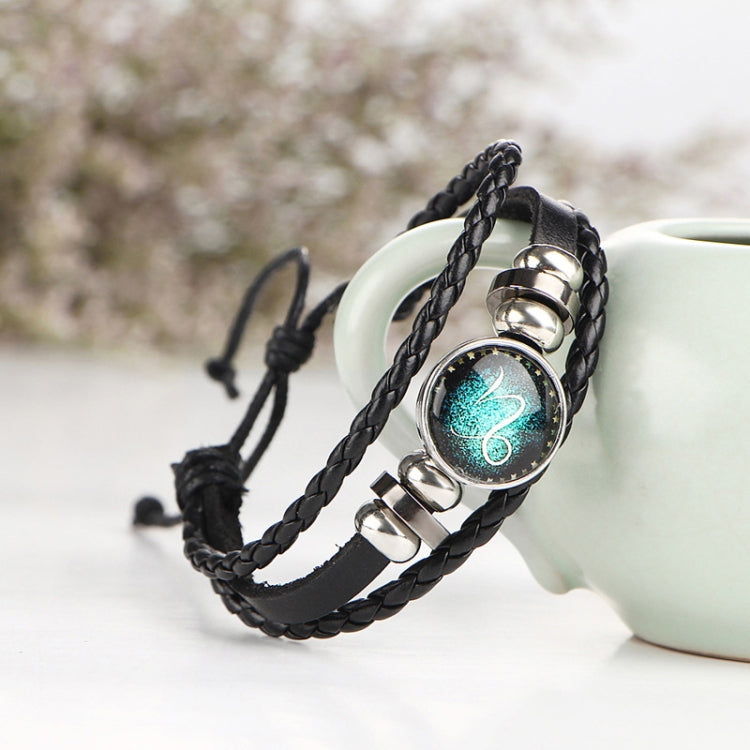 Constellations Couple Retro Weave Bracelets Leather Beads Bangle Bracelet