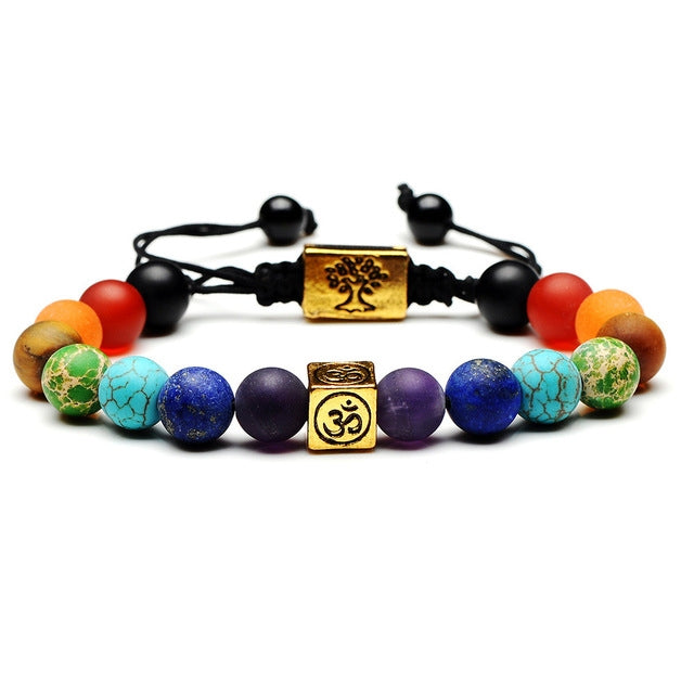 Tree of Life Multicolor Beads Stones Weave Yoga Rope Bracelets