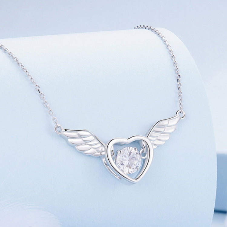 Sterling Silver S925 Vibrant Wings White Gold Plated Zircon Necklace