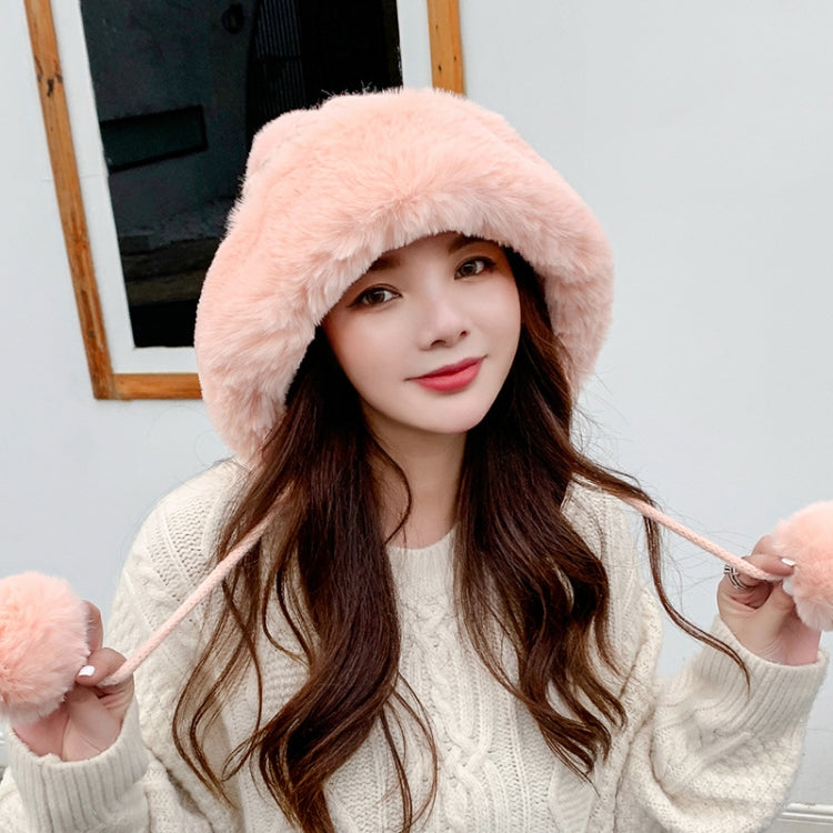Autumn and Winter Ladies Cotton and Cashmere Skullcap Three Fur Balls Cute Plus Velvet Thickening  Pure Color Knitted Hat