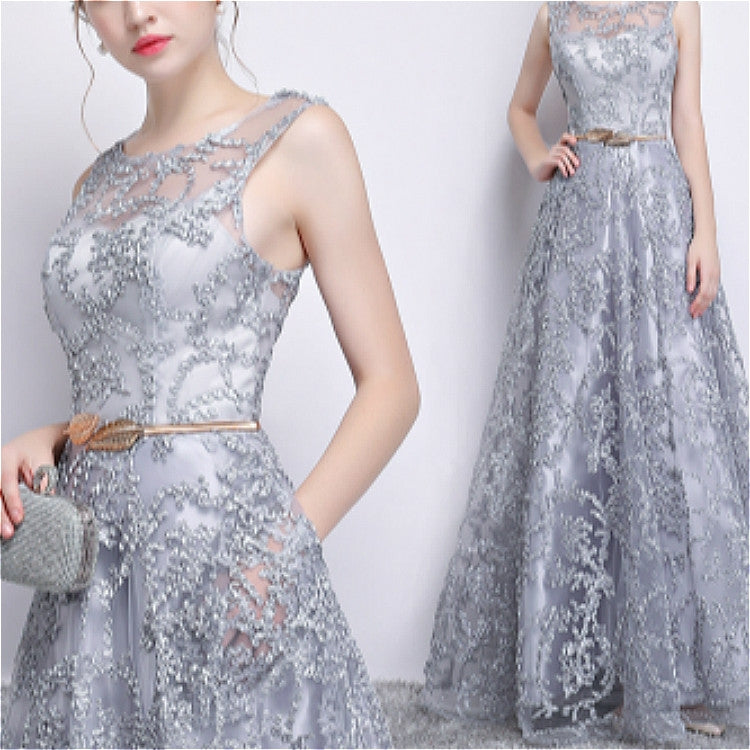 Banquet Lace Sleeveless  Long Party Formal Gown