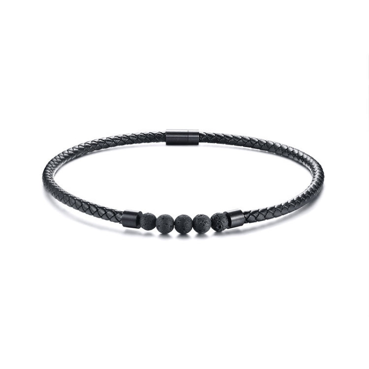 NC441 Stainless Steel Magnet Clasp Lava Stone Leather Collar Necklace