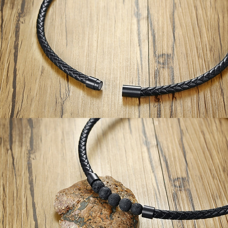 NC441 Stainless Steel Magnet Clasp Lava Stone Leather Collar Necklace