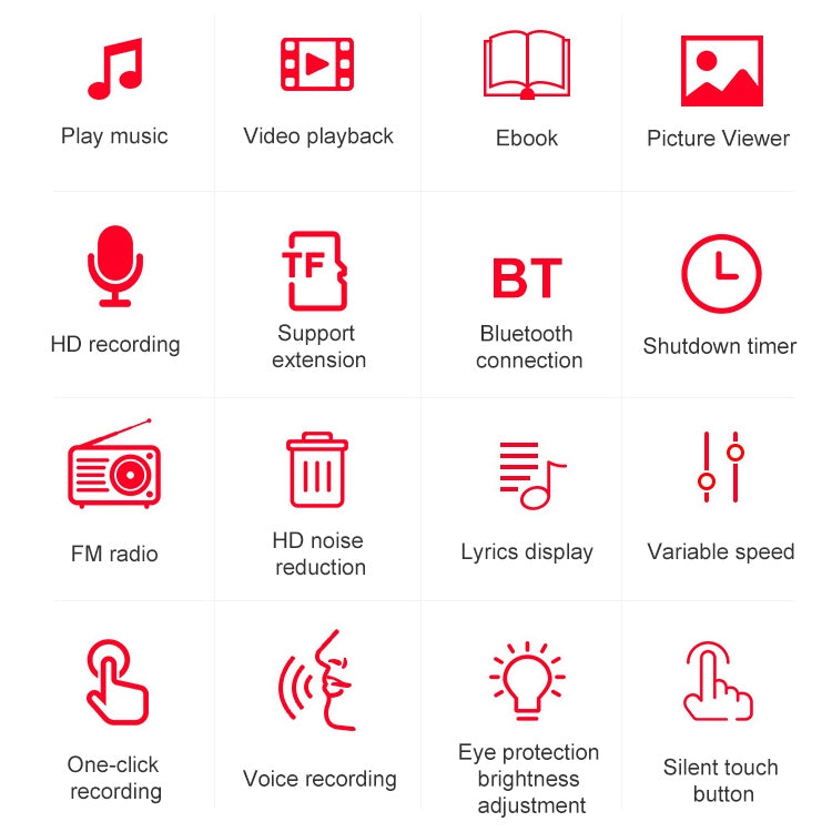 Portable Bluetooth Touch Screen MP3 Player Recorder E-Book, 4GB, 8GB, 16GB, 32GB