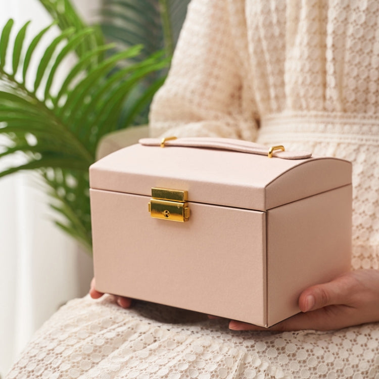 Three-Layer Leather Drawer Type Jewelry Storage Box Earrings Box With Lock