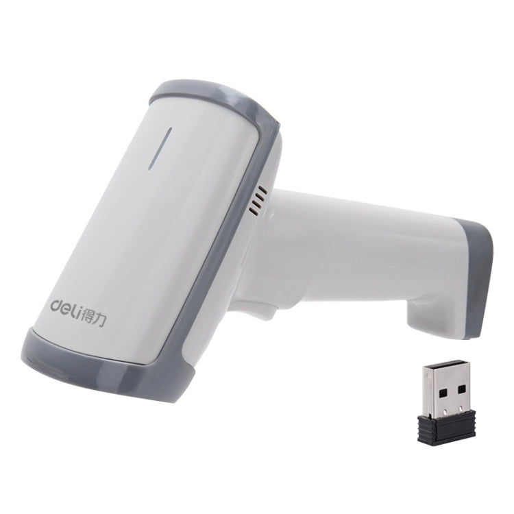 Deli 14950 One-Dimensional Two-Dimensional Scanner Supermarket Catering Scanning Gun, Wired (White), Wireless (White)