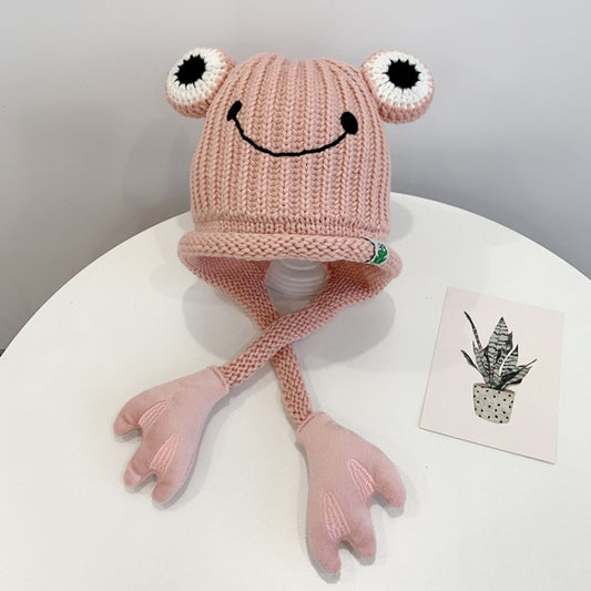 Children Cartoon Frog Woolen Hat Warm Knitted Hat Bomber Hat