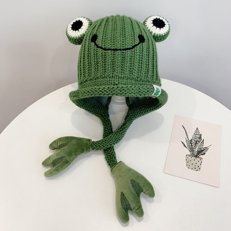 Children Cartoon Frog Woolen Hat Warm Knitted Hat Bomber Hat