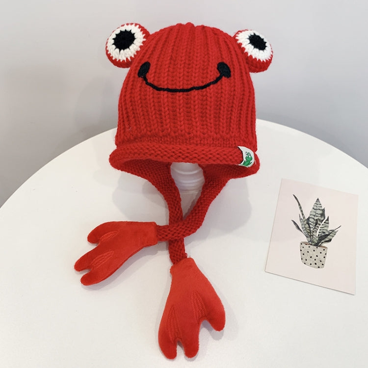 Children Cartoon Frog Woolen Hat Warm Knitted Hat Bomber Hat
