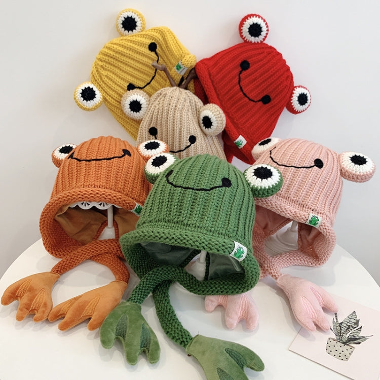 Children Cartoon Frog Woolen Hat Warm Knitted Hat Bomber Hat