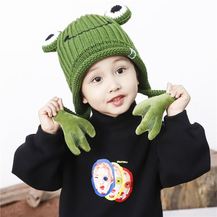 Children Cartoon Frog Woolen Hat Warm Knitted Hat Bomber Hat