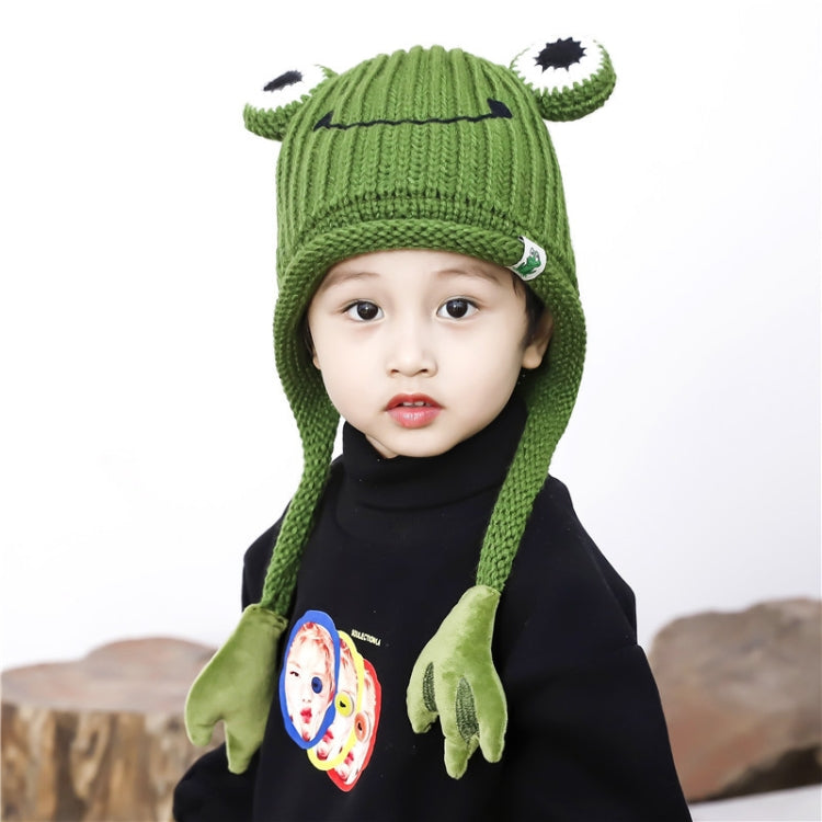 Children Cartoon Frog Woolen Hat Warm Knitted Hat Bomber Hat
