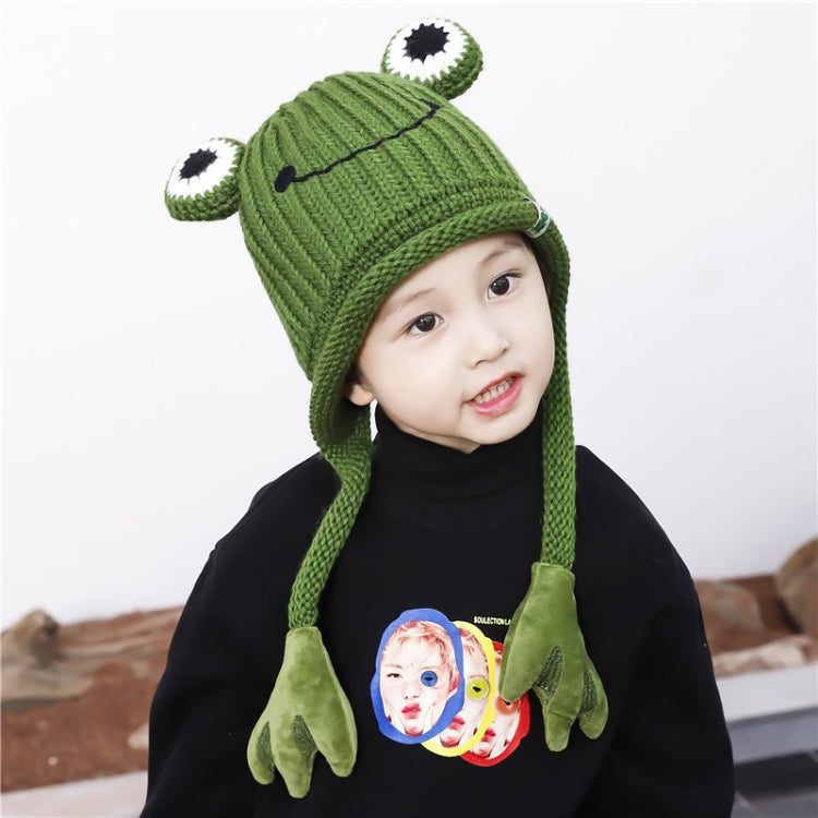Children Cartoon Frog Woolen Hat Warm Knitted Hat Bomber Hat