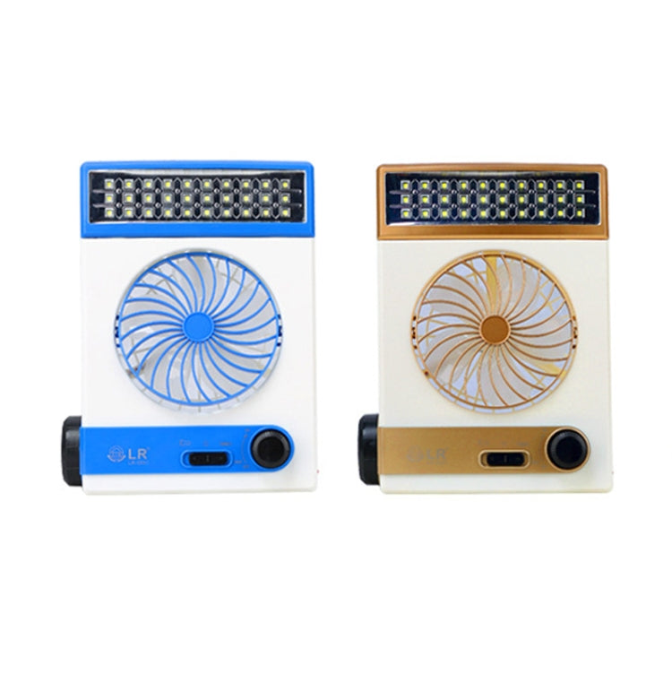 Four-In-One Solar Fan With Lamp Flashlight Function,CN Plug, Golden, Blue