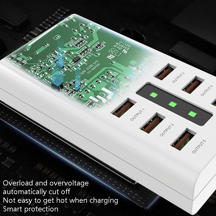 30W 2A Multi-Function 6-Port Charging Socket Universal Smart Phone And Tablet USB Charger