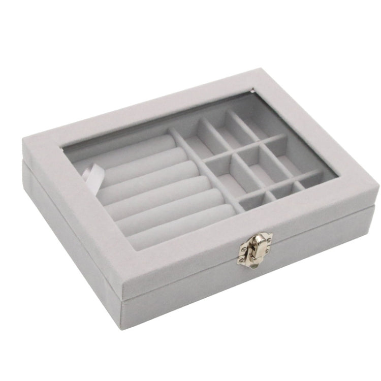 Home Glass Lid Flannel Storage Jewelry Box With Lid