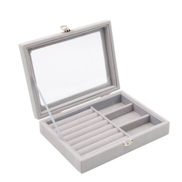 Home Glass Lid Flannel Storage Jewelry Box With Lid