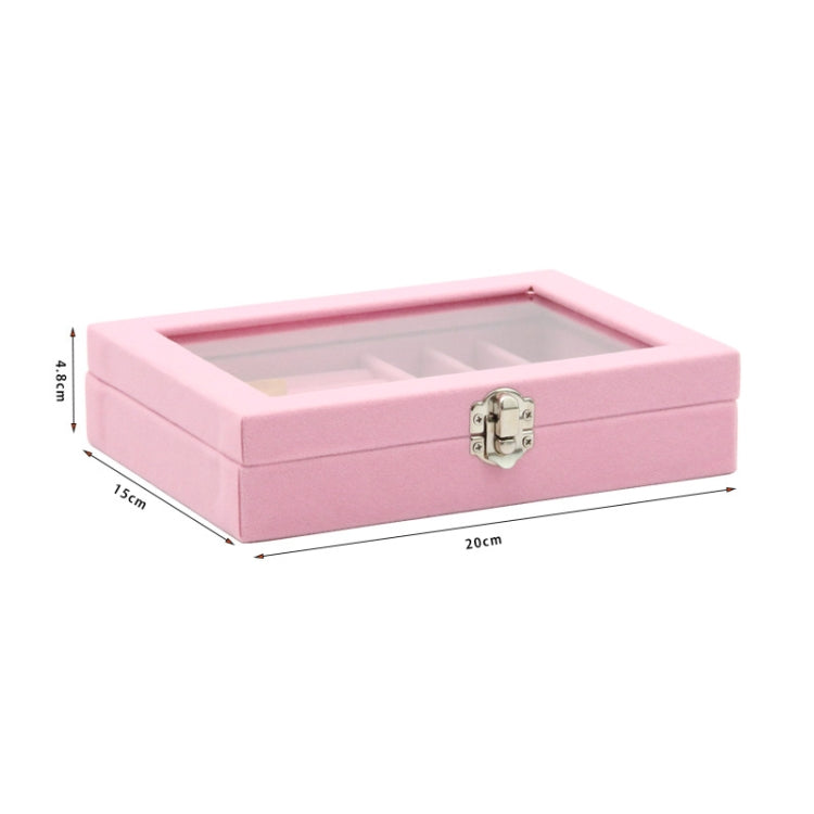 Home Glass Lid Flannel Storage Jewelry Box With Lid