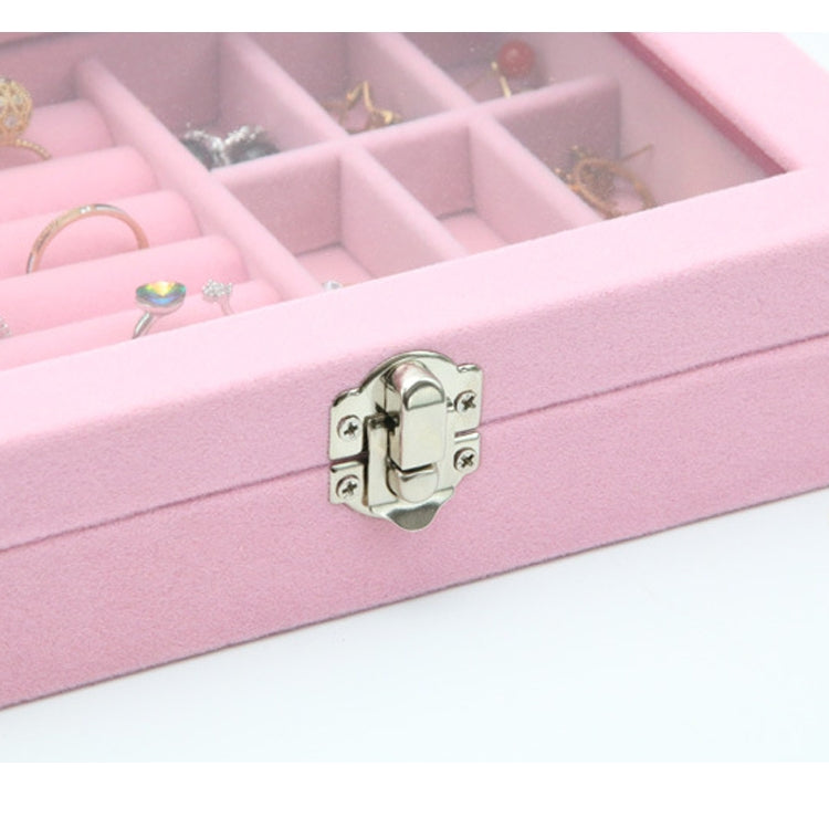 Home Glass Lid Flannel Storage Jewelry Box With Lid