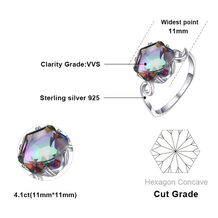 Seven Colored Gemstone Zircon Ring Solid 925 Sterling Silver Jewelry Ring