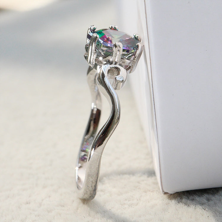 Seven Colored Gemstone Zircon Ring Solid 925 Sterling Silver Jewelry Ring