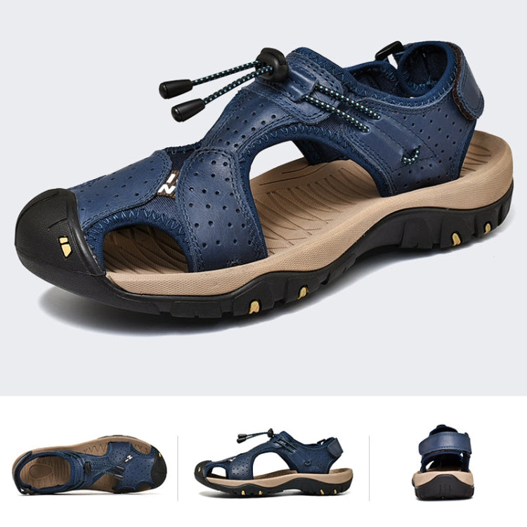 Summer Large Size Men Beach Shoes Leather Breathable Wading Casual Sandals