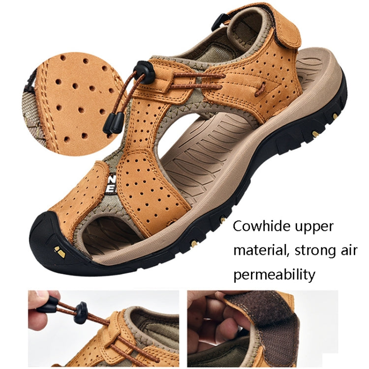 Summer Large Size Men Beach Shoes Leather Breathable Wading Casual Sandals