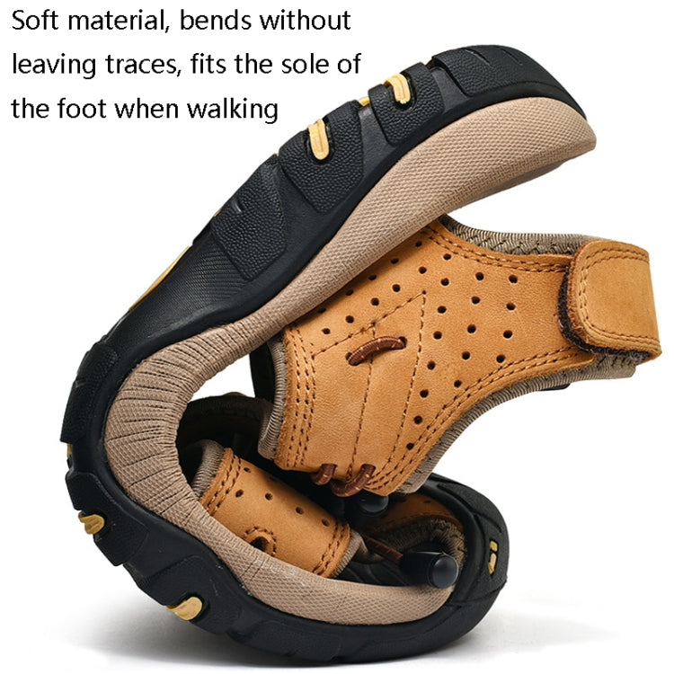 Summer Large Size Men Beach Shoes Leather Breathable Wading Casual Sandals