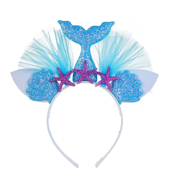Rainbow Mermaid Headband Children Party Hair Accessories Net Gauze Flower Animal Hair Accessories